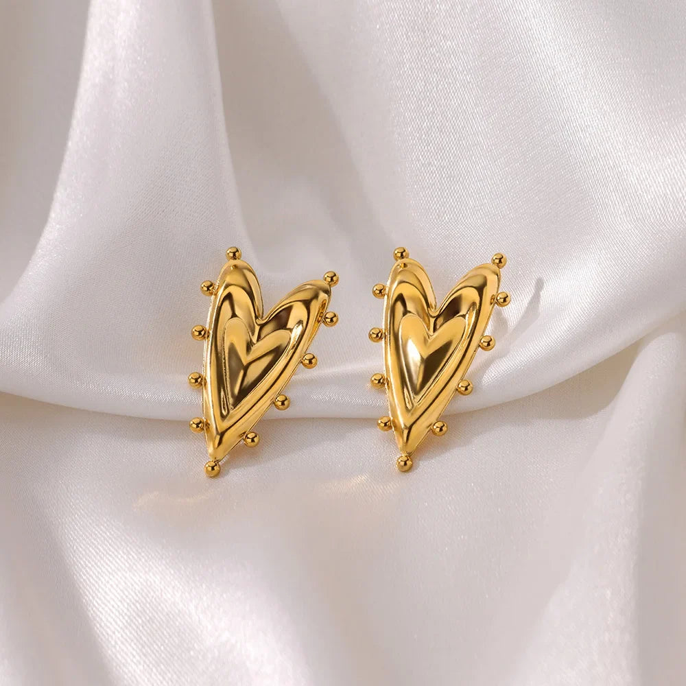 Vintage Geometric Heart Earrings