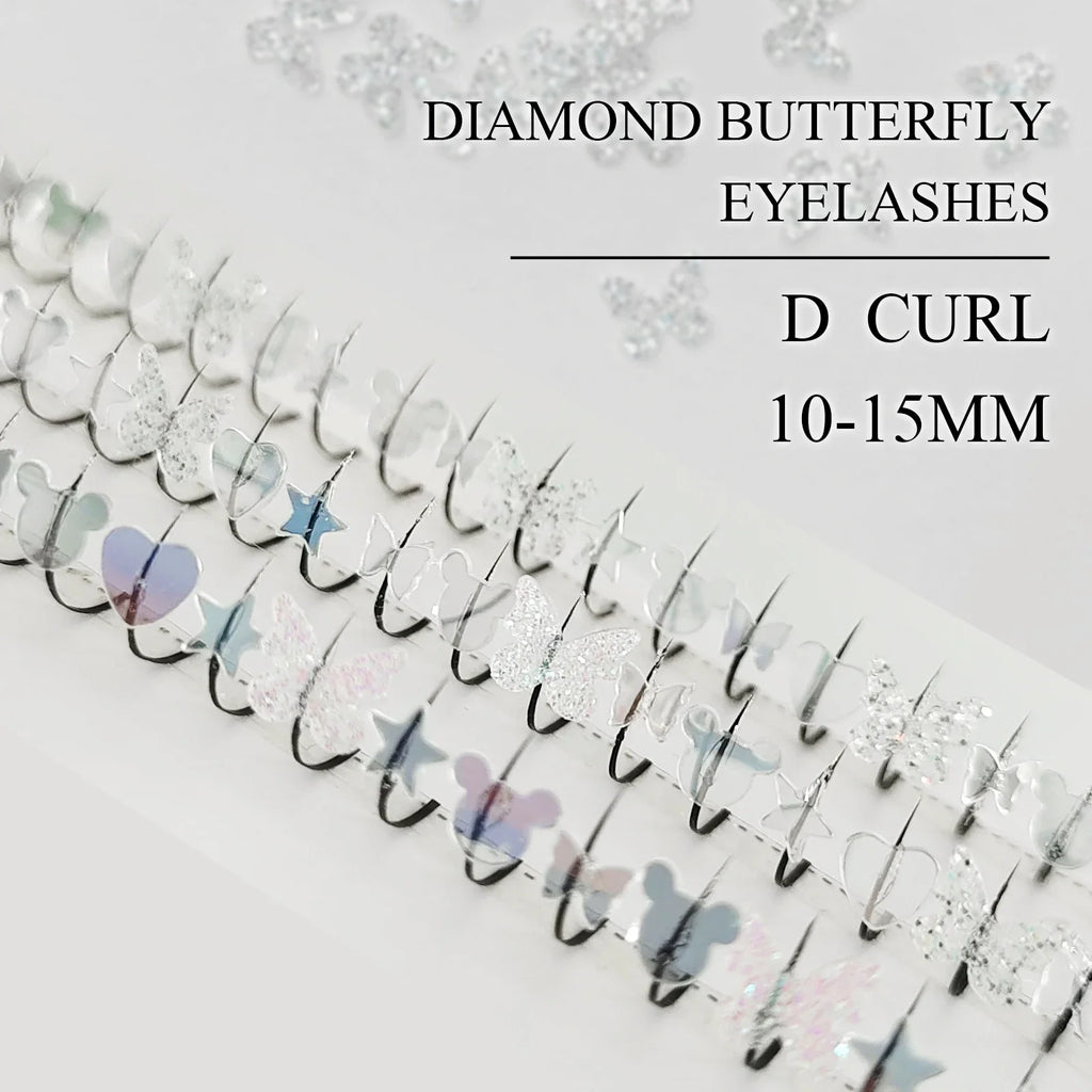 Summer Silvery Butterfly Fairy Eyelashes | Glitter Music Festival Lashes 10-15mm