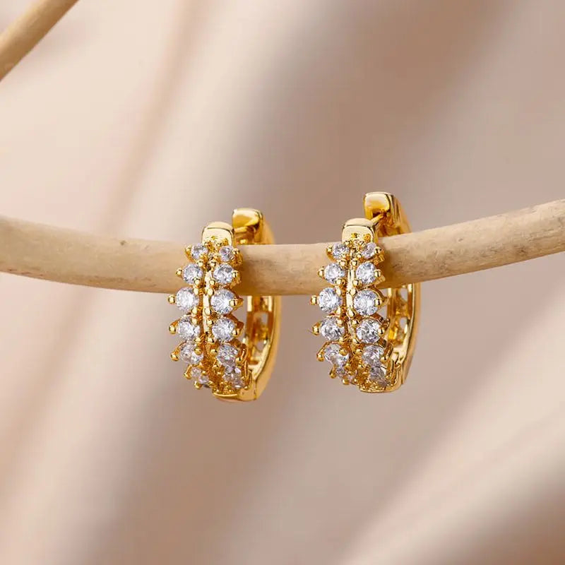 Zircon Hoop Piercing Earrings
