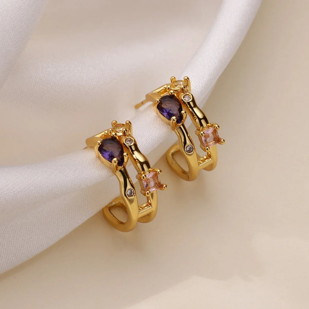 Zircon Geometric Hoop Earrings