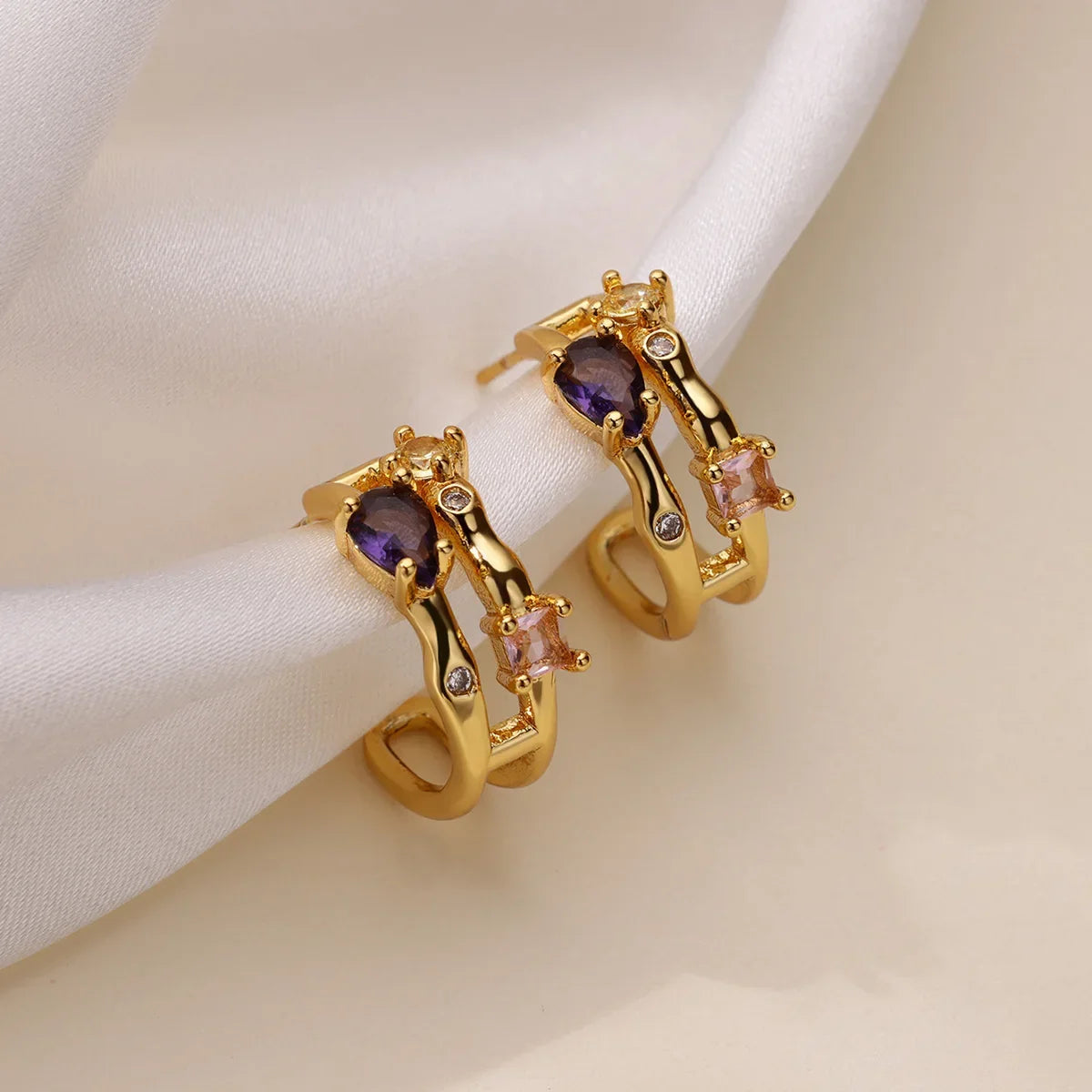 Zircon Geometric Hoop Earrings