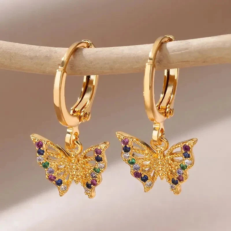 Zircon Butterfly Stud Earrings