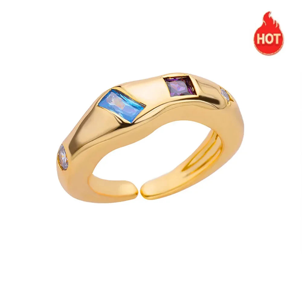 Zircon Square Geometric Ring