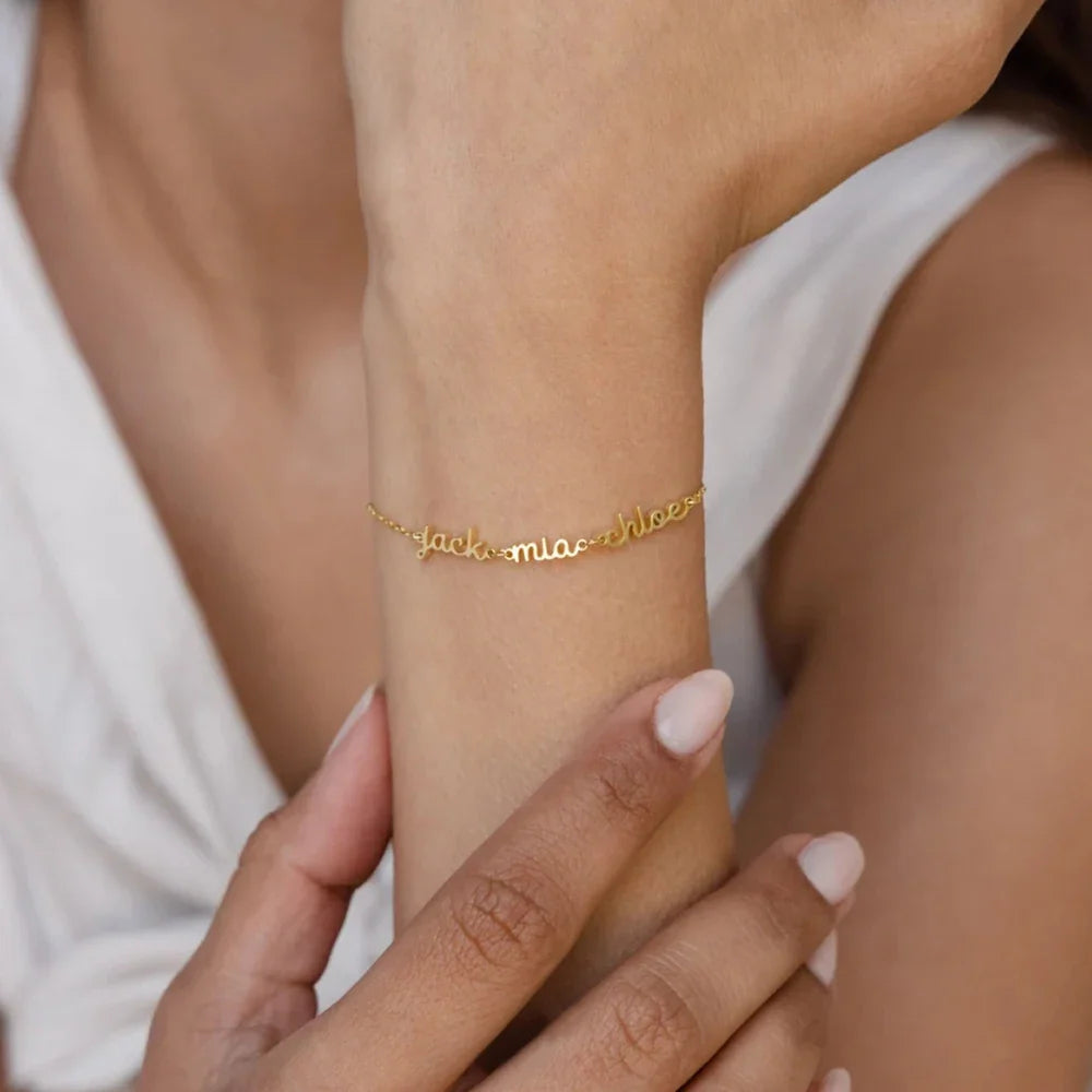 Custom brand name bracelet, custom name bracelet, custom double name or triple name, gift for girlfriend