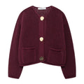 HXAO Knitted Sweater Cardigan For Women Autumn Long Sleeve Cropped Cardigans Ladies Outerwears Winter Button Knit Sweater