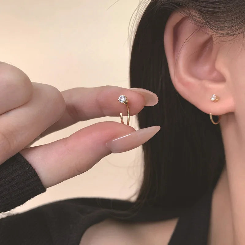 Elegent Minimalist Zircon Stud Earrings for Teens