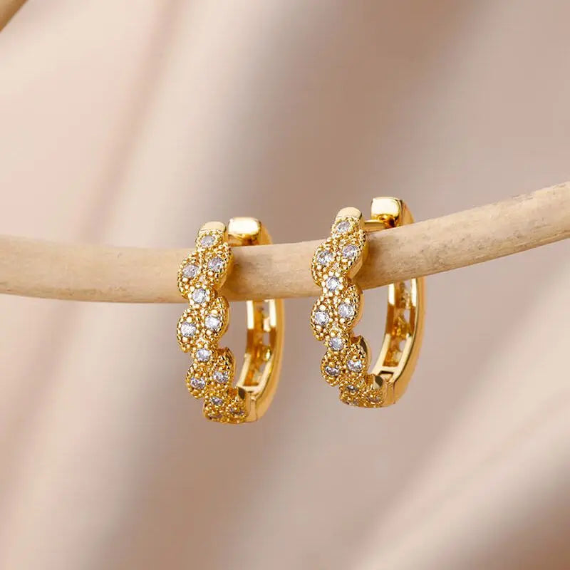 Zircon Hoop Piercing Earrings