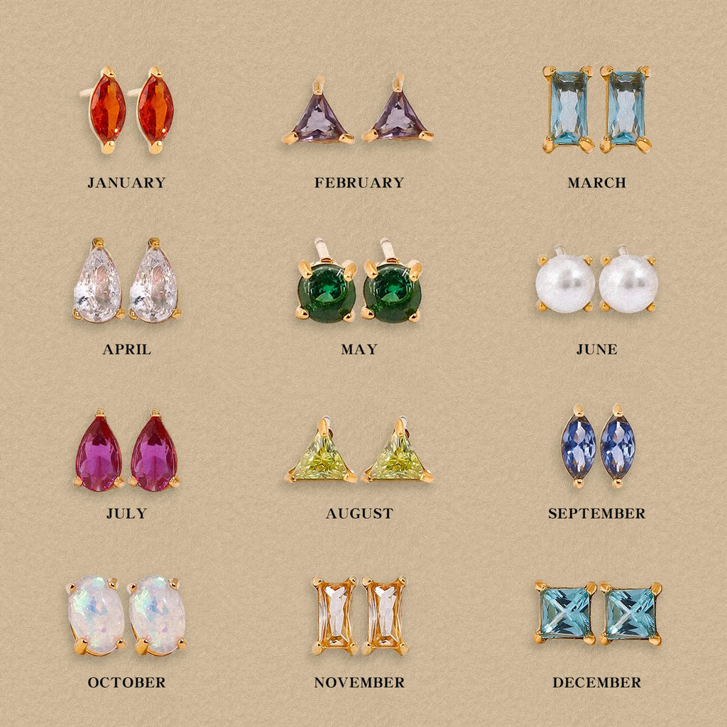 Birthstone Gemstone Stud Earrings