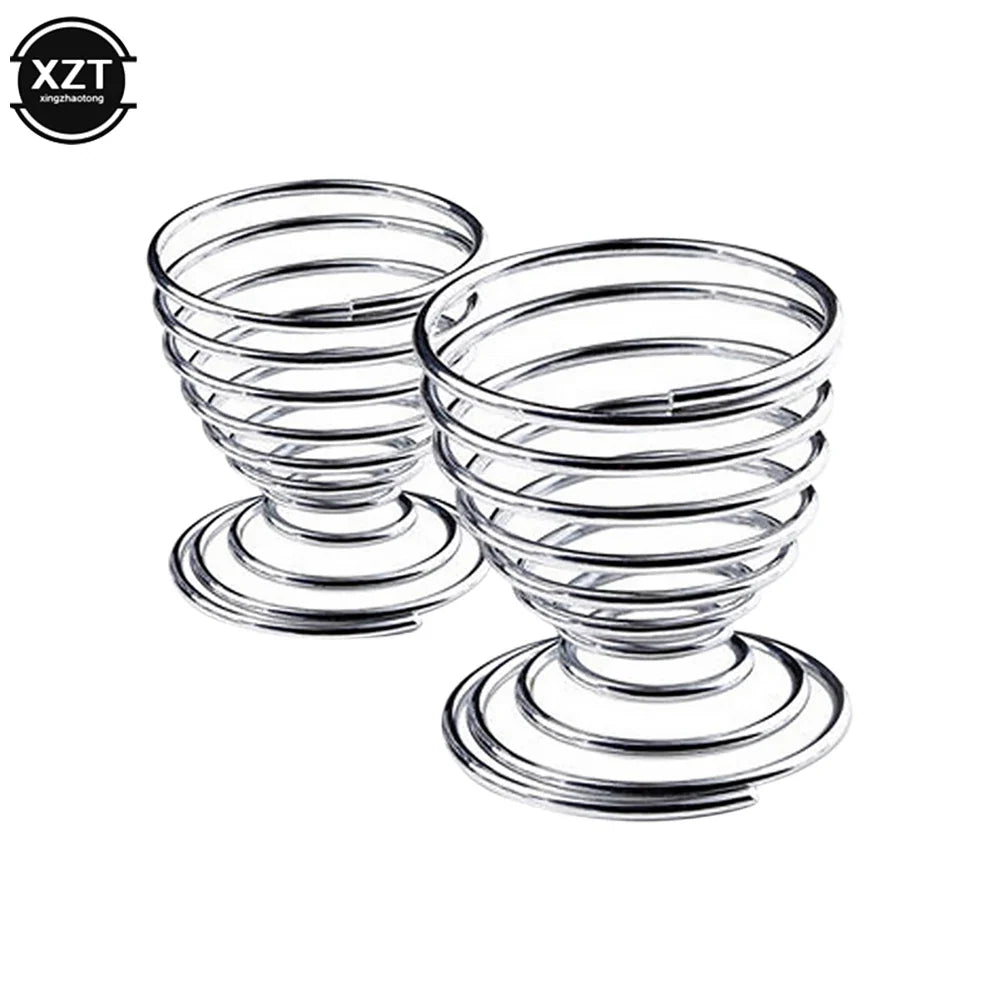 2PCS Spiral Egg Holder for Hard Boiled Eggs | Stainless Steel Egg Cup Kitchen Gadget