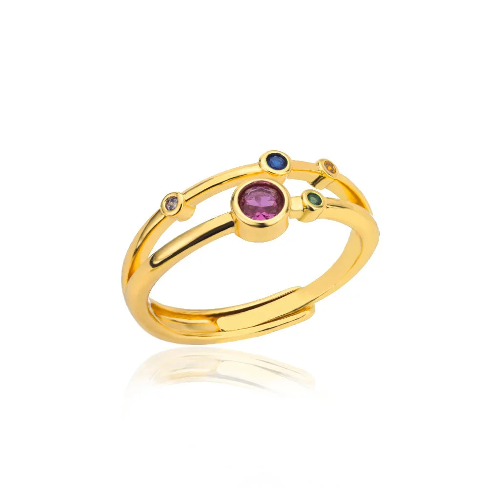 Zircon Geometric Adjustable Ring