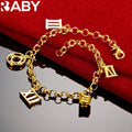 18K Gold Roman Numerals Charm Bracelet