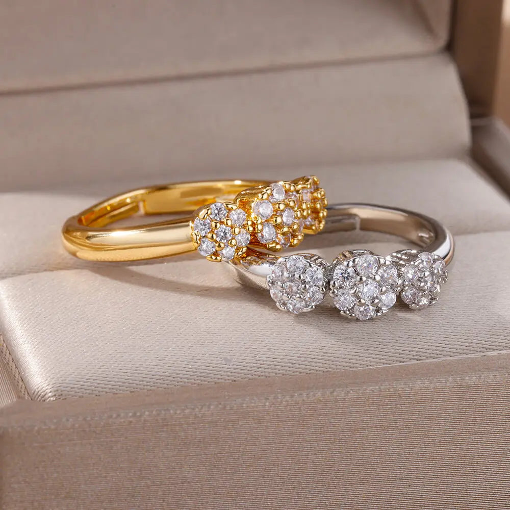 Zircon Flower Open Ring