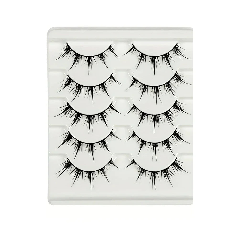 Anime-Inspired False Eyelashes | 5 Pairs Cartoon Eye Faux Lashes for Dramatic Demon Style