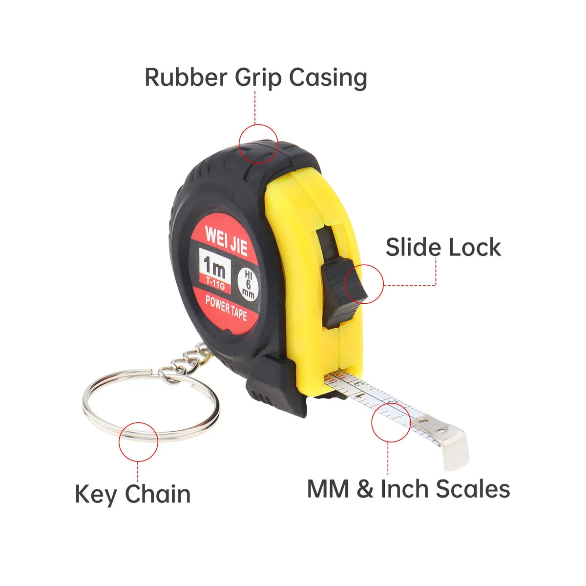 /5pcs / Green/Yellow Keychain Tape Measure for Quick Easy Measurements