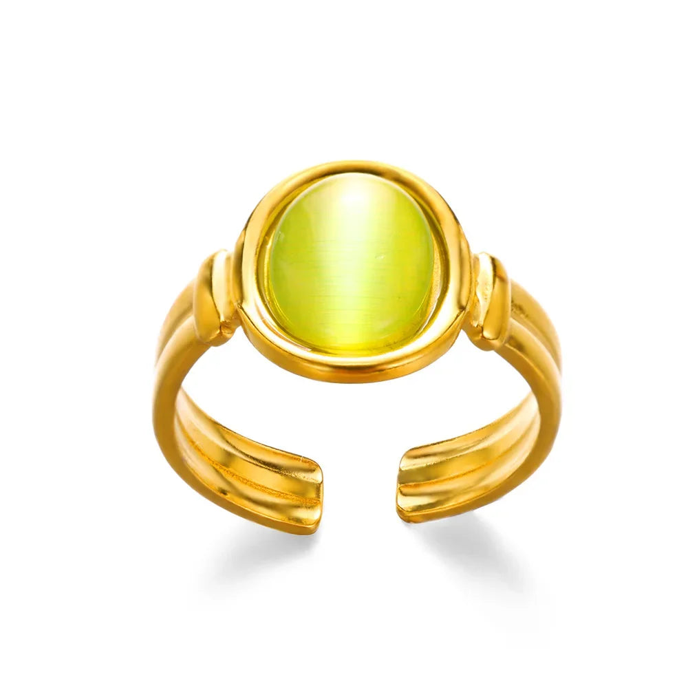 Vintage Green Stone Flower Zircon Ring