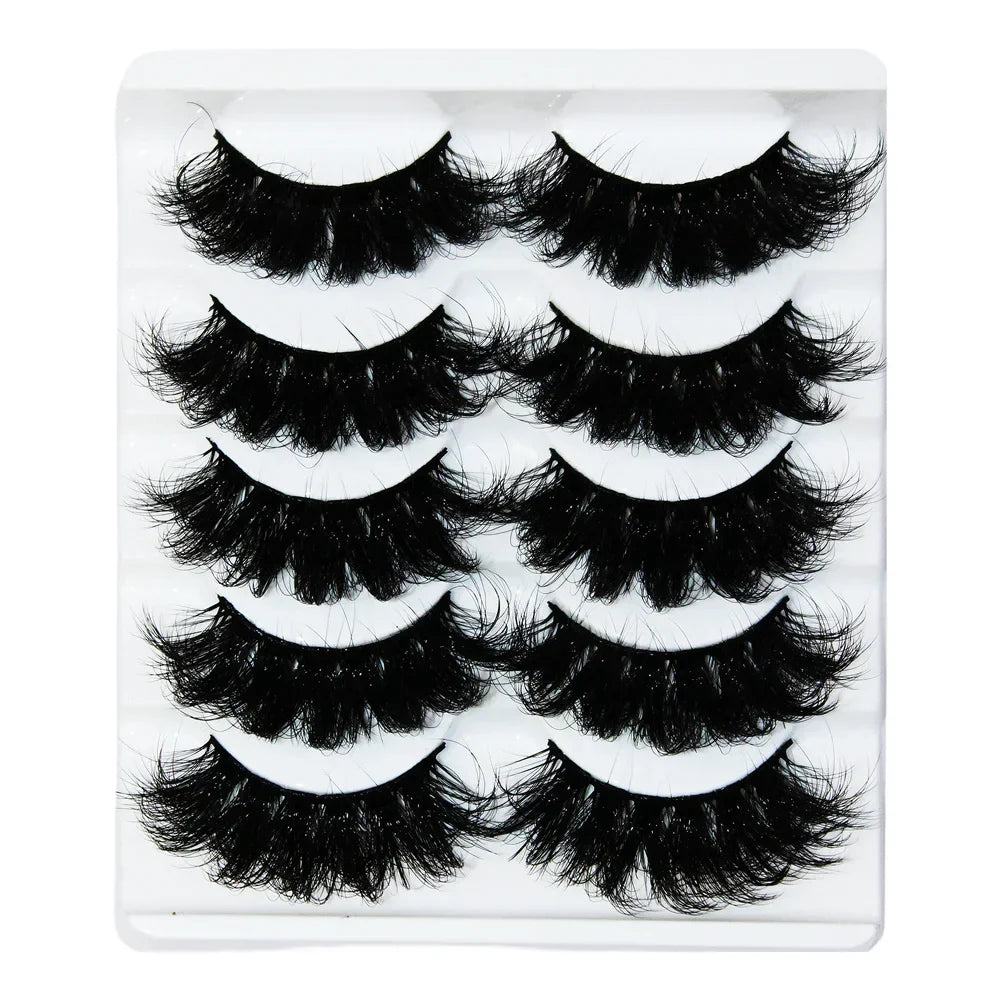 Thick Dramatic Faux Mink Eyelashes | 5 Pairs of Fluffy 3D Lashes for Dramatic Volume