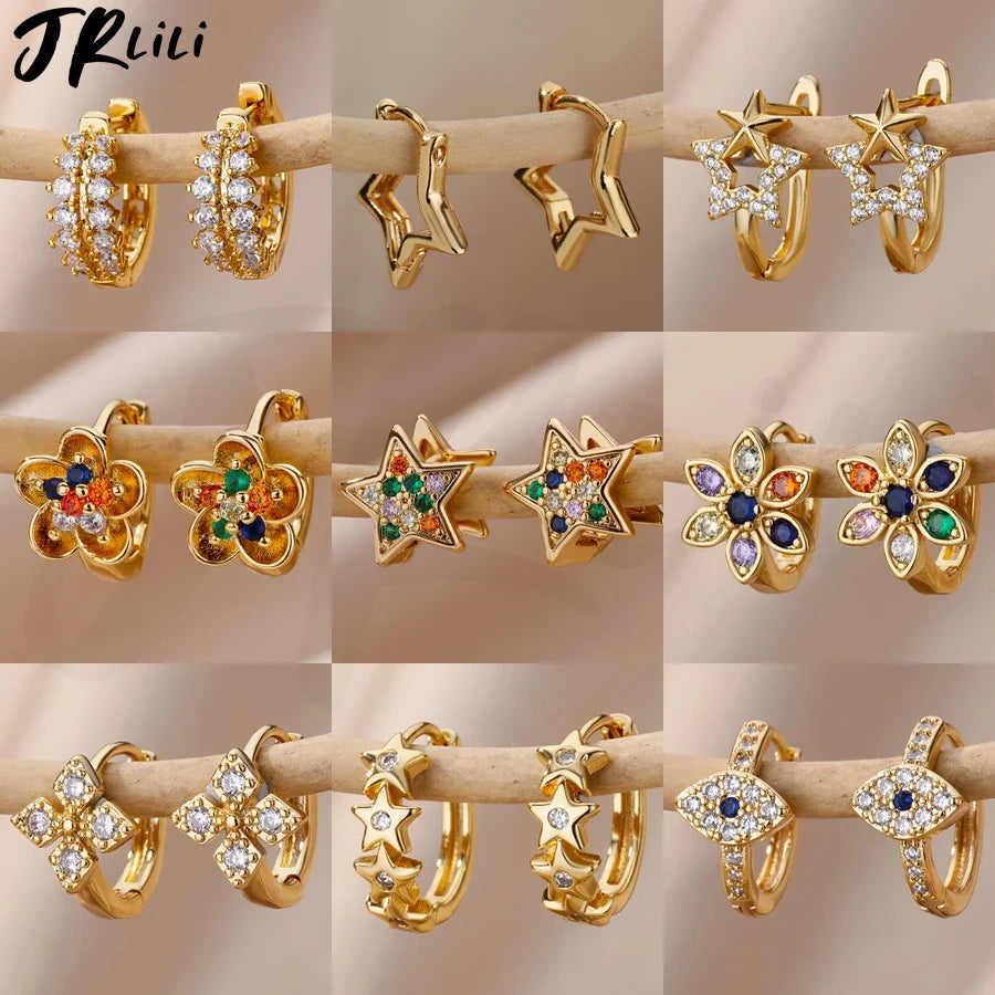 Zircon Star Stud Earrings