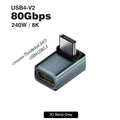 USB4 V2 90 Degree USB-C Angle Adapter | 80Gbps Thunderbolt 5/4/3 Elbow Connector