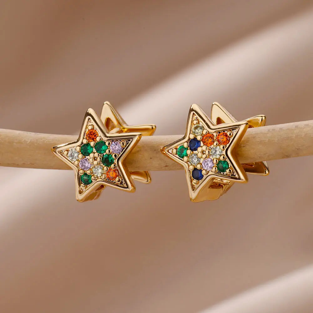Zircon Star Stud Earrings