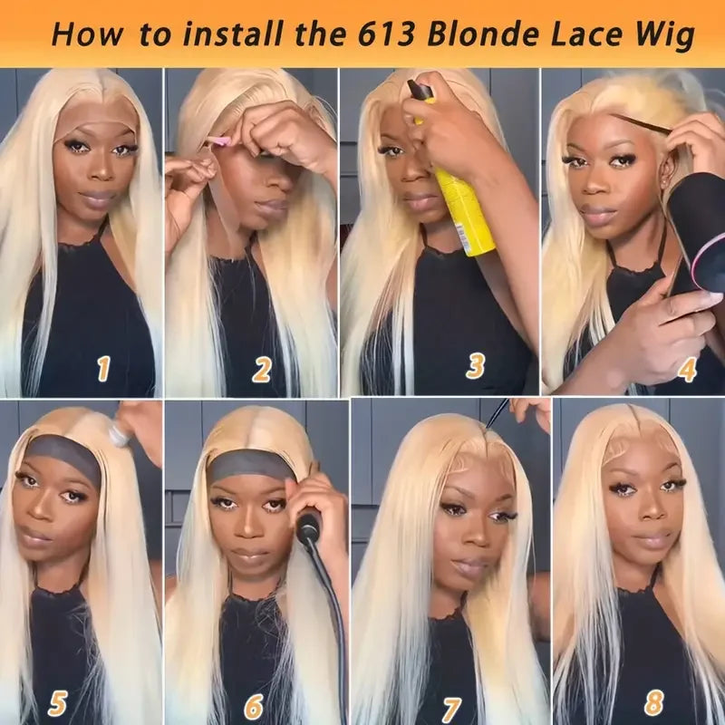 40Inch Straight Blonde 613 Blonde Human Hair Lace Frontal Wig 13x6 Transparent Blonde Lace Front Wigs Pre Plucked Human Hair Wig