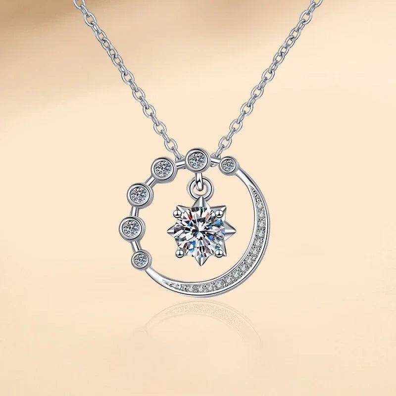 Sterling Silver Necklace Pendant Shining Zircon