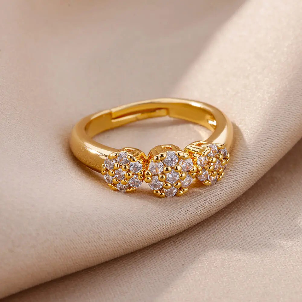 Zircon Flower Open Ring