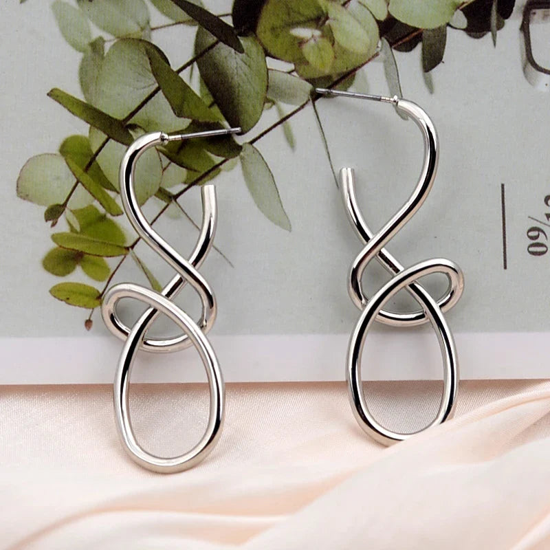 Vintage Metal Knitted Dangle Earrings