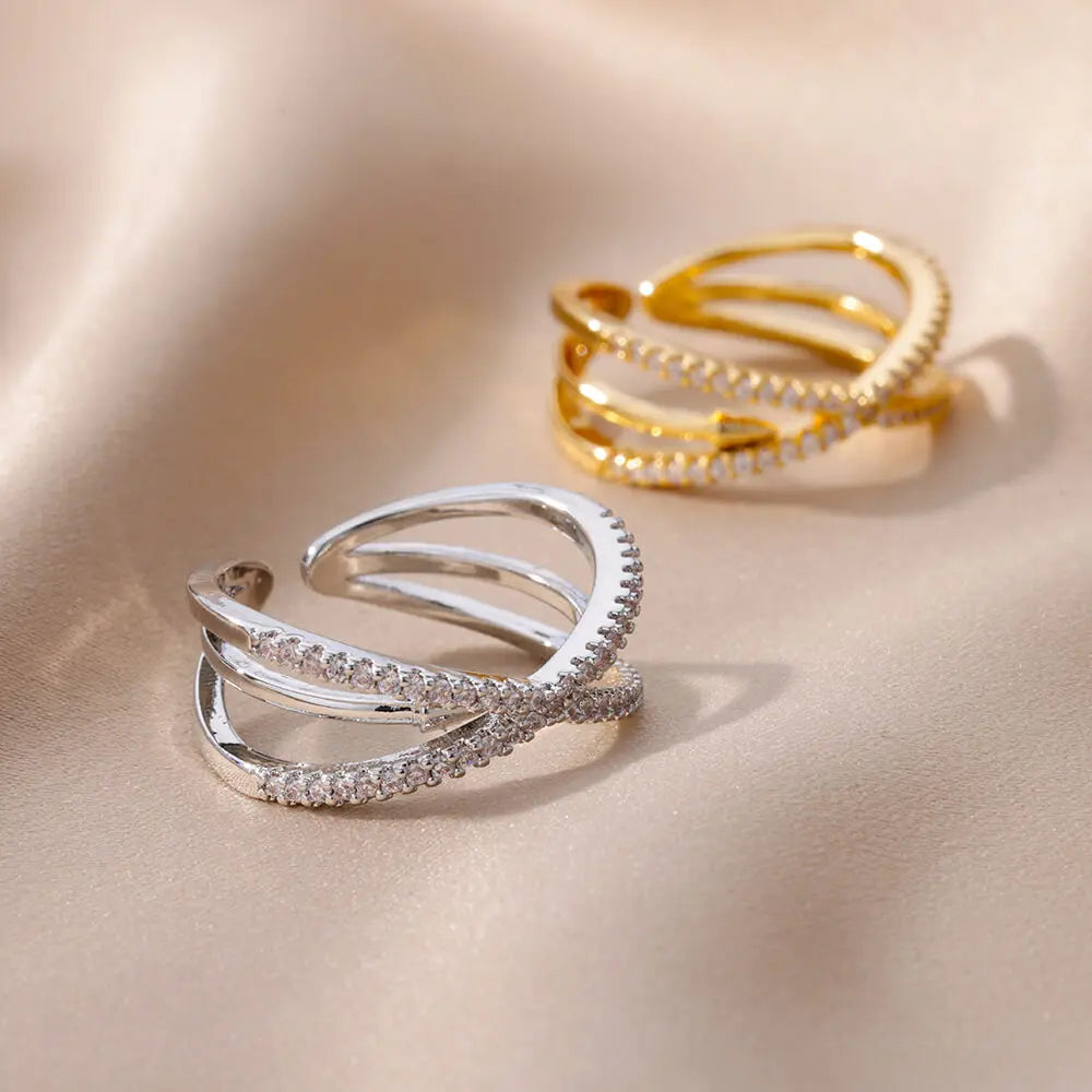 Zircon Cross Open Ring