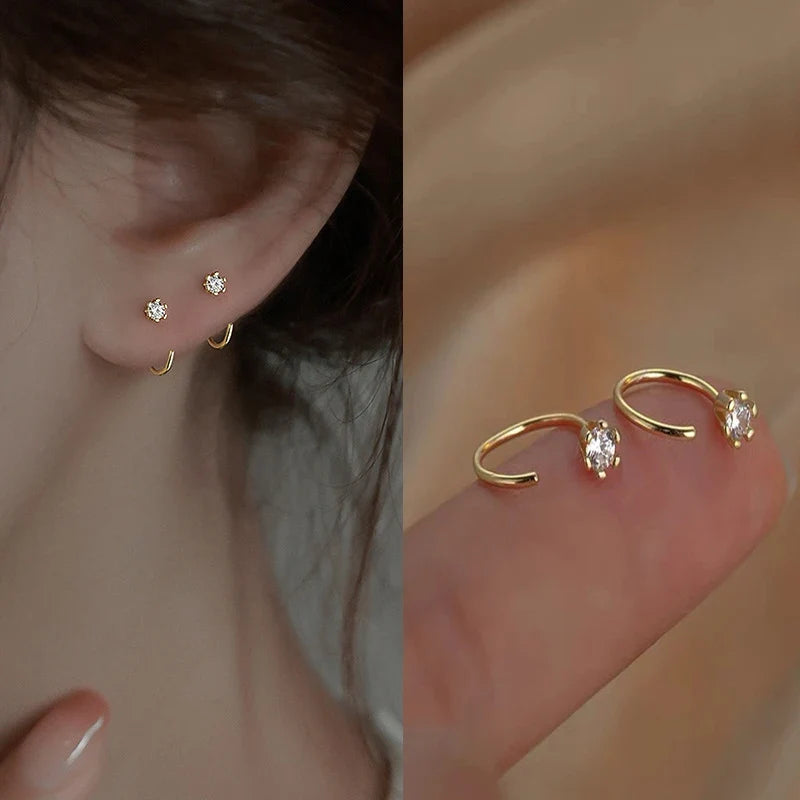 Elegent Minimalist Zircon Stud Earrings for Teens
