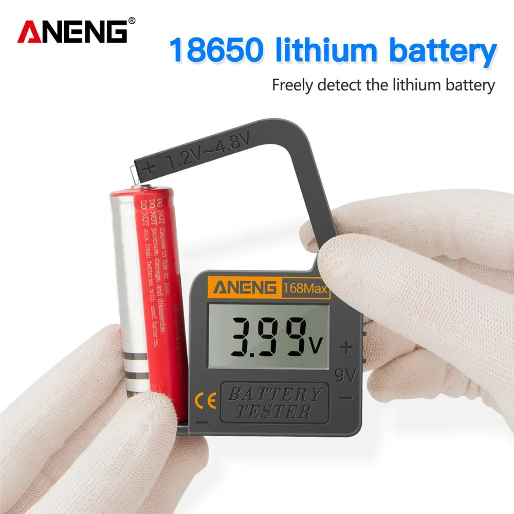 ANENG 168Max Digital Lithium Battery Tester | Universal Capacity Checker for AAA AA Button Cells
