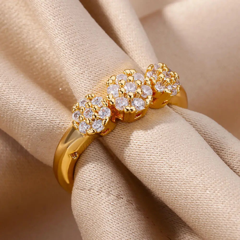 Zircon Flower Open Ring