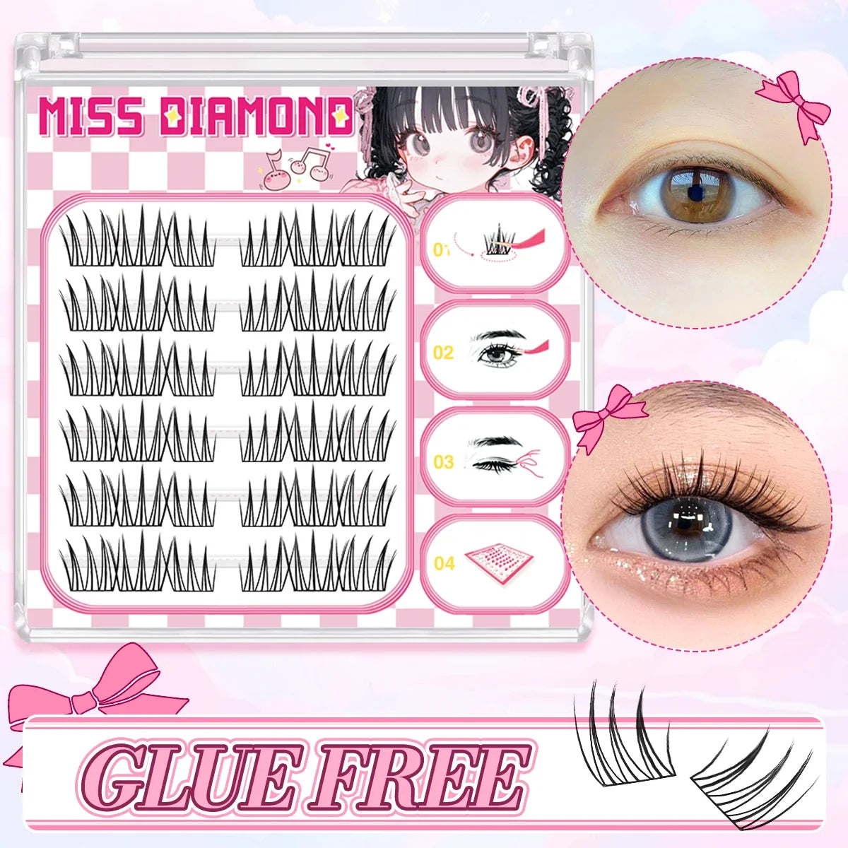 Glue Free False Eyelash | Natural Style Reusable Lashes for Beginners