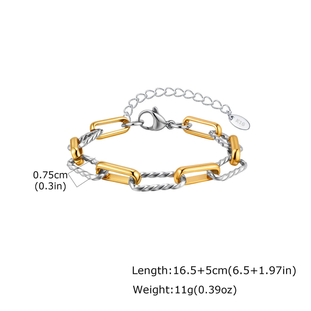 Two Tone Twist Paperclip Bracelet