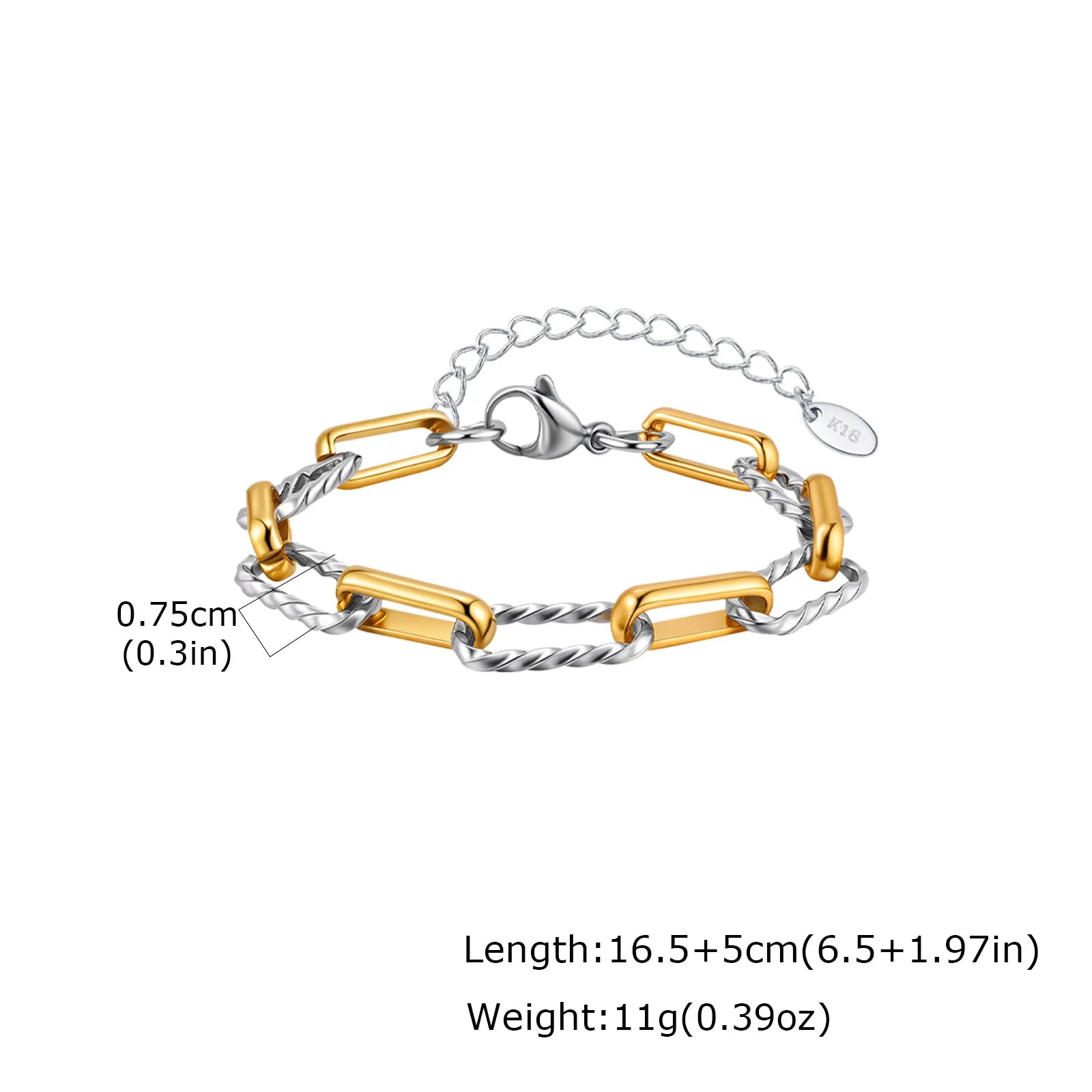 Two Tone Twist Paperclip Bracelet