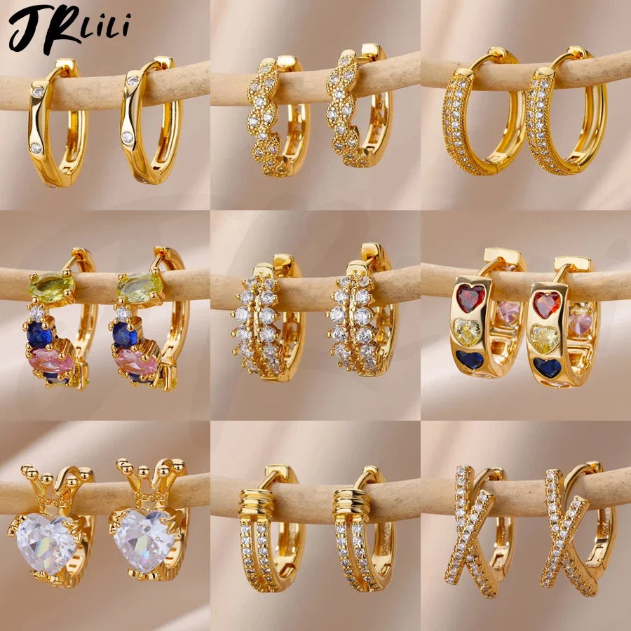 Zircon Hoop Piercing Earrings