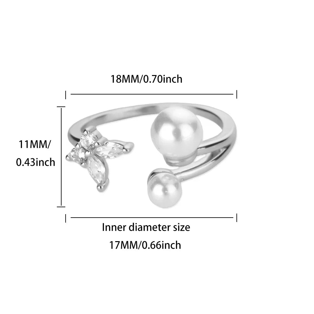 Zircon Butterfly Pearl Ring