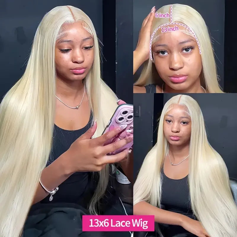 40Inch Straight Blonde 613 Blonde Human Hair Lace Frontal Wig 13x6 Transparent Blonde Lace Front Wigs Pre Plucked Human Hair Wig