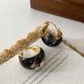 U Shape Resin Metal Stud Earrings