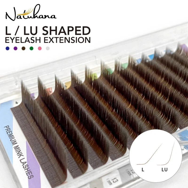 NATUHANA L/LU Curl Auto Fan Colored Lashes | Easy Fan Color Eyelash Extension