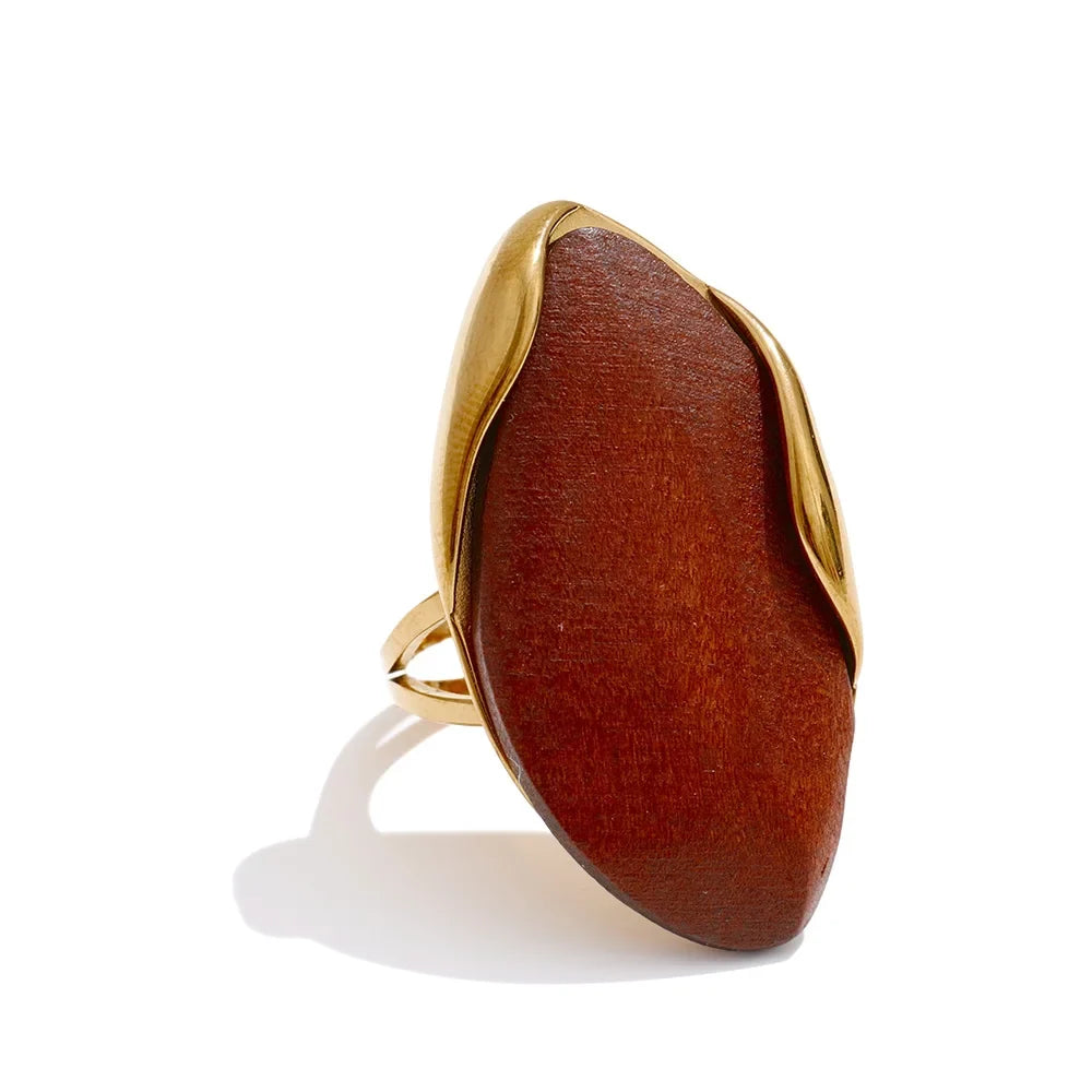 Brown Green Resin Geometric Ring