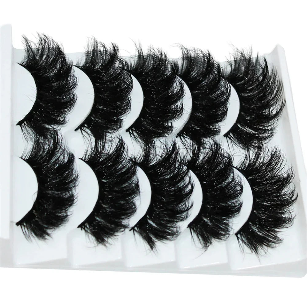 Thick Dramatic Faux Mink Eyelashes | 5 Pairs of Fluffy 3D Lashes for Dramatic Volume