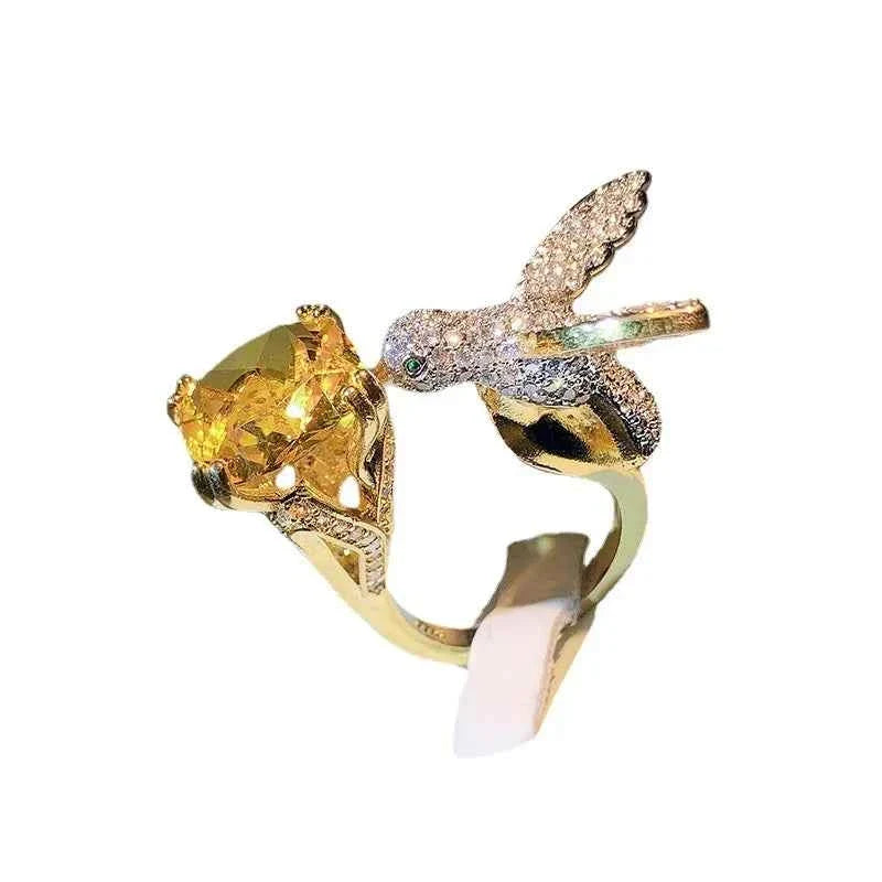 Aquamarine Hummingbird Ring