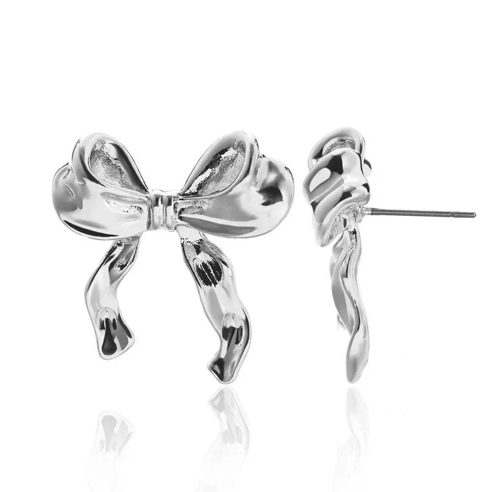 Vintage Bowknot Gold Stud Earrings