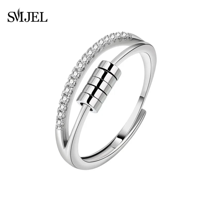 SMJEL Anti Stress Anxiety Ring Fidget Spinner Rings Adjustable for Women Rotating Freely Spinning Accessories Jewelry Gifts
