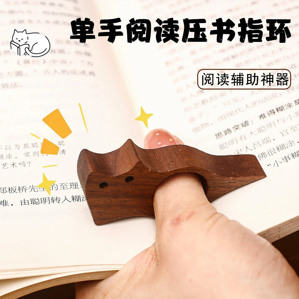Wooden Cat Dog Bookmark Animal Book Page Holder Ring Student Reading