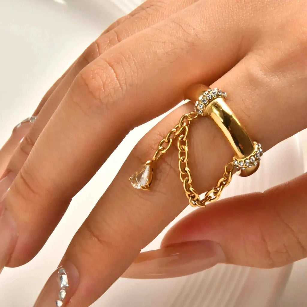 Tassel Drop Zircon Ring
