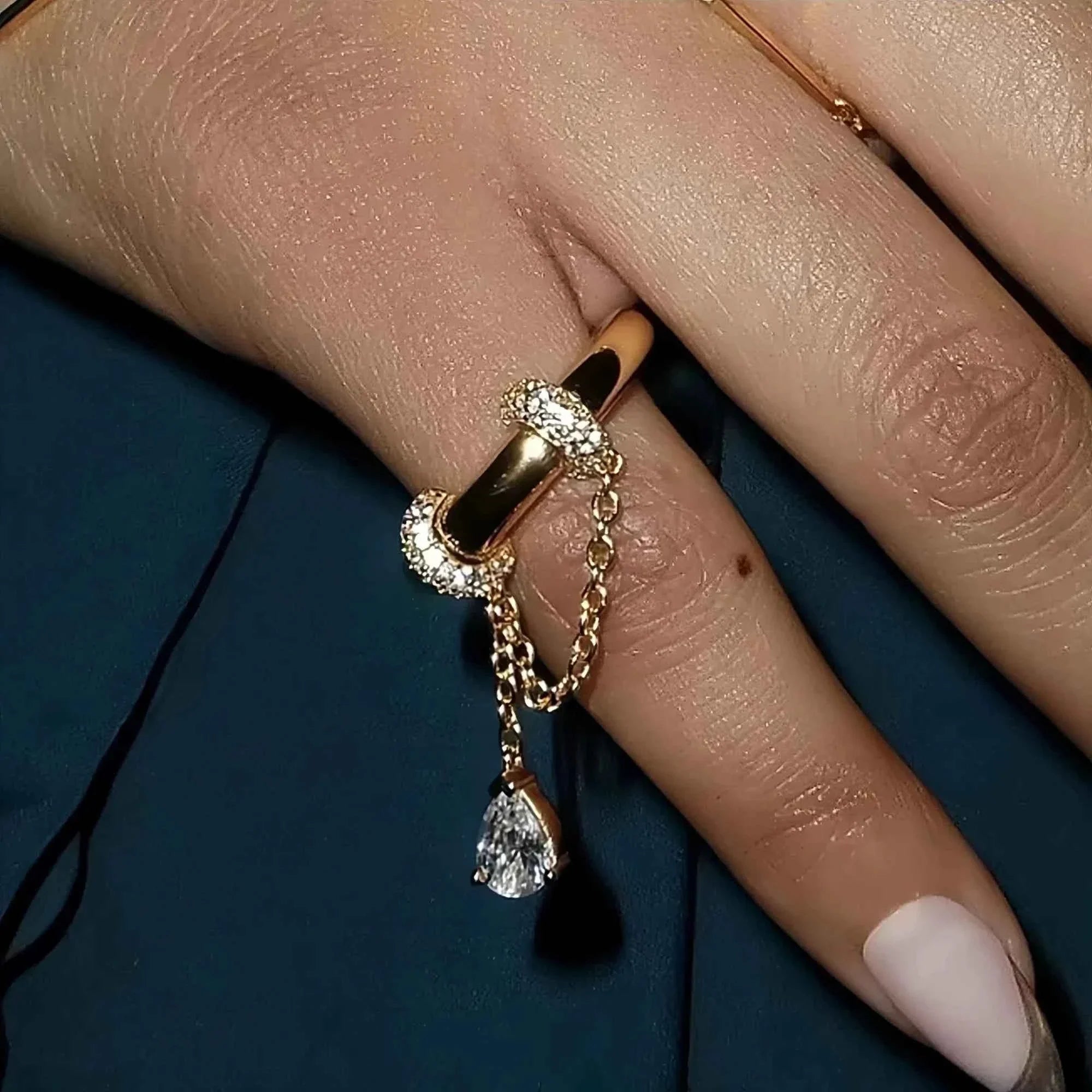 Tassel Drop Zircon Ring