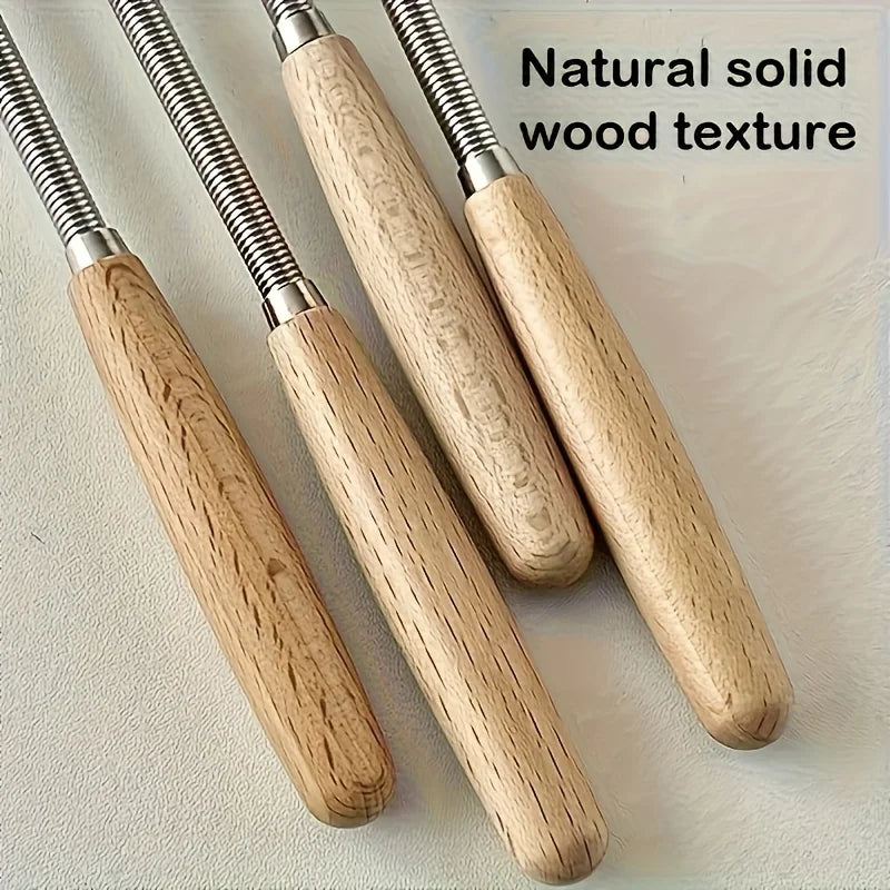 /3pcs Set of Whisks with Solid Wood Handles | Stainless Steel Kitchen Whisk and Cream Mixer