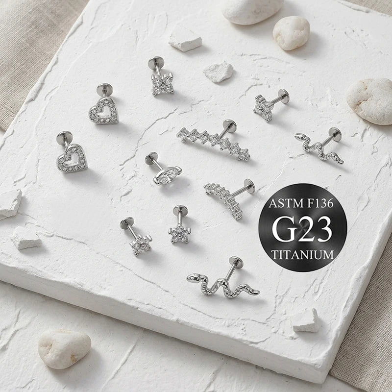 Titanium Tiny Labret Lip Stud Earring