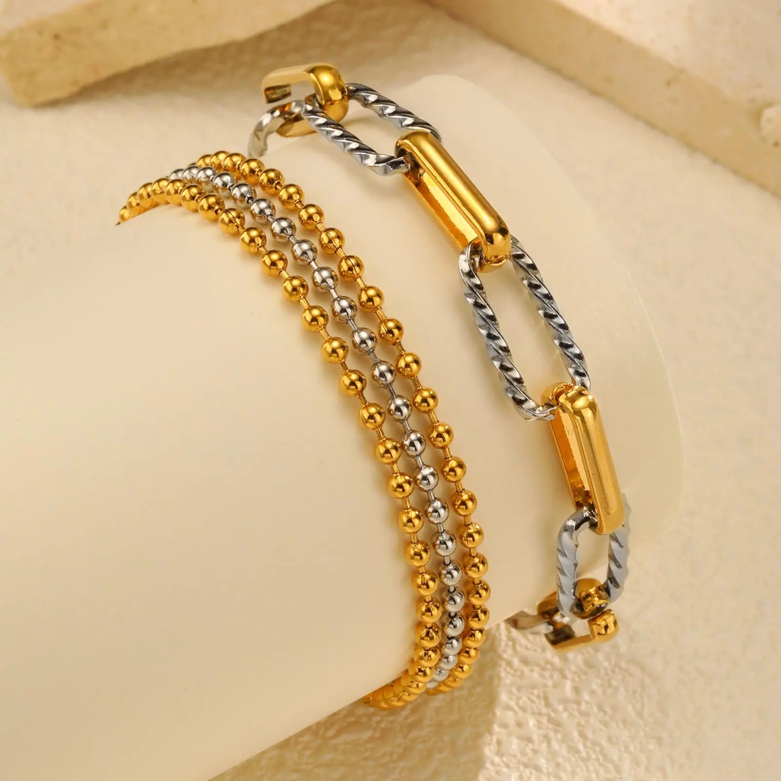 Two Tone Twist Paperclip Bracelet